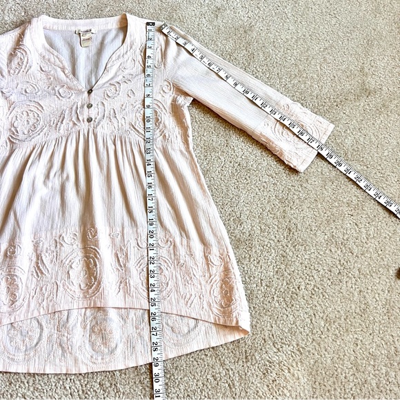 Sundance Embroidered 3/4 Sleeve Cotton High Low Boho Tunic Blouse—SZ. Small - Picture 11 of 14